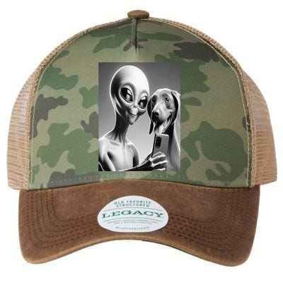 Alien And Dog Selfie Together Legacy Tie Dye Trucker Hat