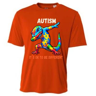 Autism Awareness Dabbing Gecko Cool Gift Cooling Performance Crew T-Shirt