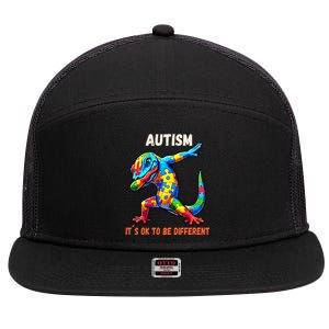 Autism Awareness Dabbing Gecko Cool Gift 7 Panel Mesh Trucker Snapback Hat