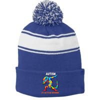 Autism Awareness Dabbing Gecko Cool Gift Stripe Pom Pom Beanie