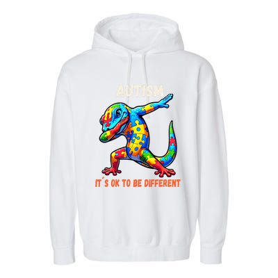 Autism Awareness Dabbing Gecko Cool Gift Garment-Dyed Fleece Hoodie