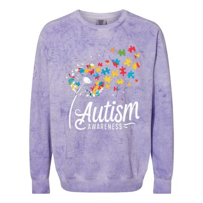 Autism Awareness Dandelion Puzzle Autism Colorblast Crewneck Sweatshirt