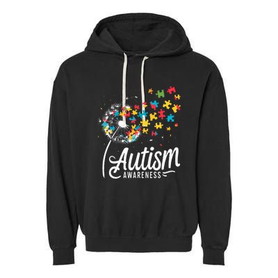 Autism Awareness Dandelion Puzzle Autism Garment-Dyed Fleece Hoodie