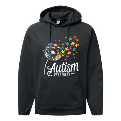 Autism Awareness Dandelion Puzzle Autism Performance Fleece Hoodie