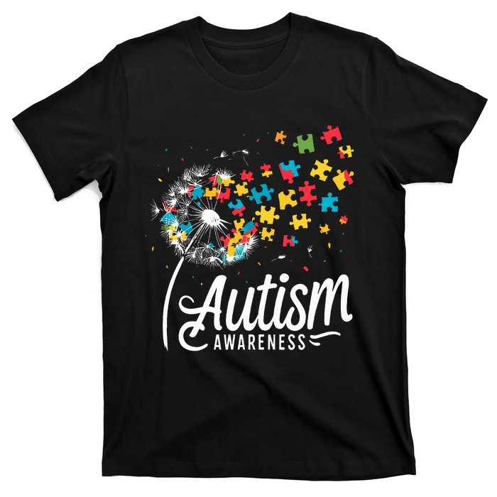 Autism Awareness Dandelion Puzzle Autism T-Shirt