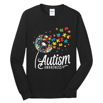 Autism Awareness Dandelion Puzzle Autism Tall Long Sleeve T-Shirt