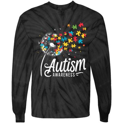 Autism Awareness Dandelion Puzzle Autism Tie-Dye Long Sleeve Shirt