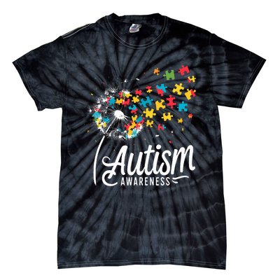 Autism Awareness Dandelion Puzzle Autism Tie-Dye T-Shirt