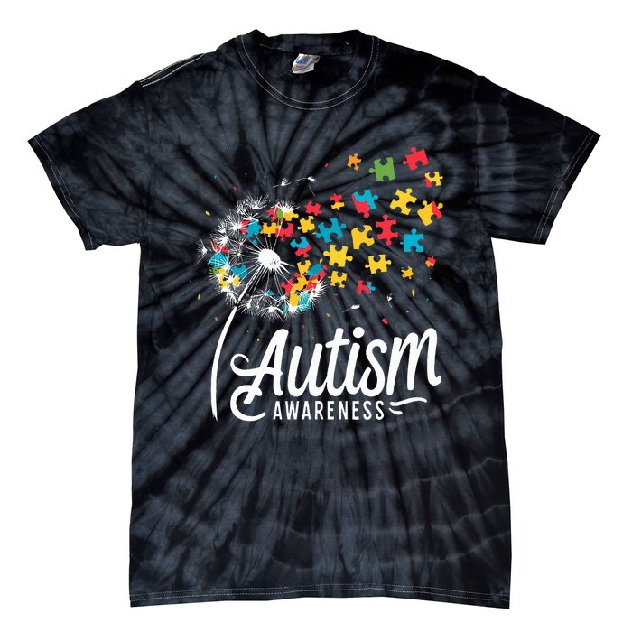 Autism Awareness Dandelion Puzzle Autism Tie-Dye T-Shirt