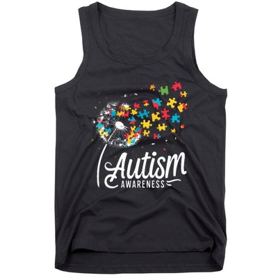 Autism Awareness Dandelion Puzzle Autism Tank Top