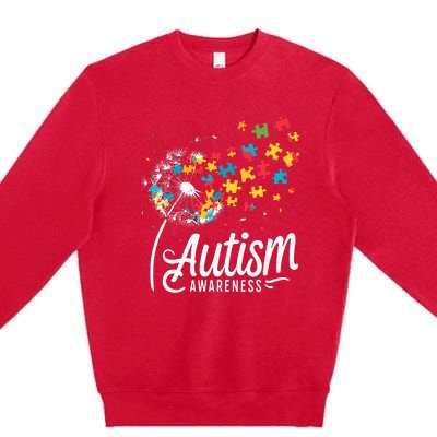 Autism Awareness Dandelion Puzzle Autism Premium Crewneck Sweatshirt