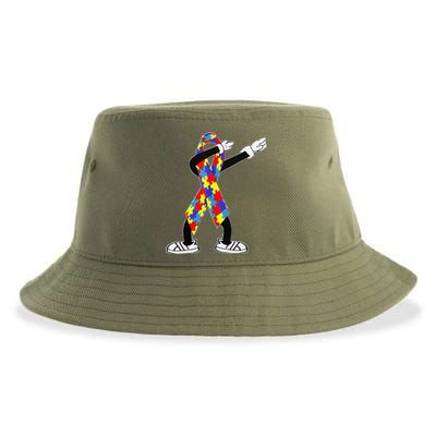 Autism Awareness Dabbing Puzzle Piece Love Dab Dance Sustainable Bucket Hat