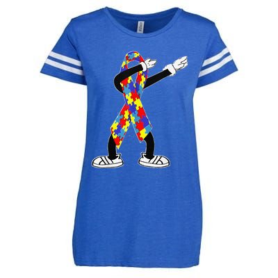 Autism Awareness Dabbing Puzzle Piece Love Dab Dance Enza Ladies Jersey Football T-Shirt