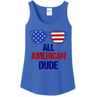 All American Dude Usa Flag America Fourth Of July Gift Ladies Essential Tank