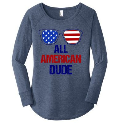 All American Dude Usa Flag America Fourth Of July Gift Women's Perfect Tri Tunic Long Sleeve Shirt