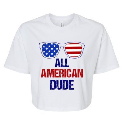 All American Dude Usa Flag America Fourth Of July Gift Bella+Canvas Jersey Crop Tee