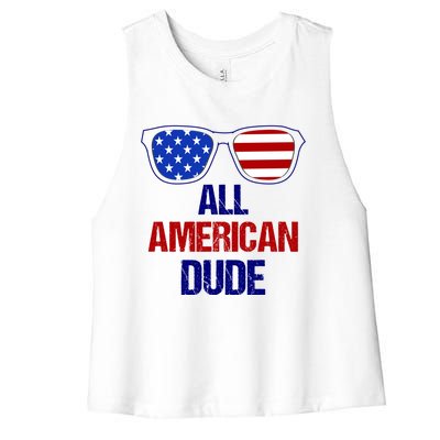 All American Dude Usa Flag America Fourth Of July Gift Women's Racerback Cropped Tank