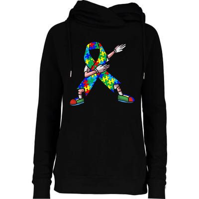 Autism Awareness Dabbing Puzzle Piece Love Dab Dance Womens Funnel Neck Pullover Hood