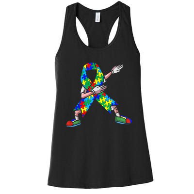 Autism Awareness Dabbing Puzzle Piece Love Dab Dance Women's Racerback Tank