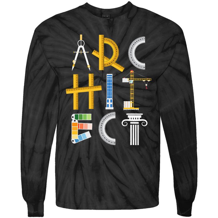 Architect Artwork Drawing Design Architecture Construction Tie-Dye Long Sleeve Shirt