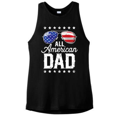 All American Dad 4th Of July Fathers Day Sunglasses Family Gift Ladies PosiCharge Tri-Blend Wicking Tank