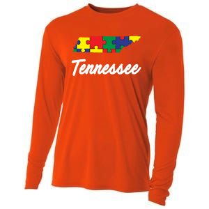 Autism Awareness Day Tennessee Puzzle Pieces Gift Cool Gift Cooling Performance Long Sleeve Crew