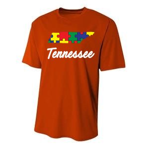 Autism Awareness Day Tennessee Puzzle Pieces Gift Cool Gift Performance Sprint T-Shirt