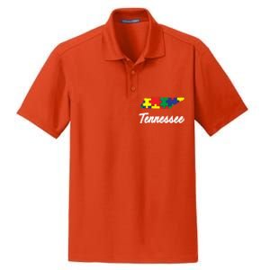 Autism Awareness Day Tennessee Puzzle Pieces Gift Cool Gift Dry Zone Grid Polo