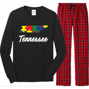 Autism Awareness Day Tennessee Puzzle Pieces Gift Cool Gift Long Sleeve Pajama Set