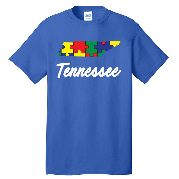 Autism Awareness Day Tennessee Puzzle Pieces Gift Cool Gift Tall T-Shirt