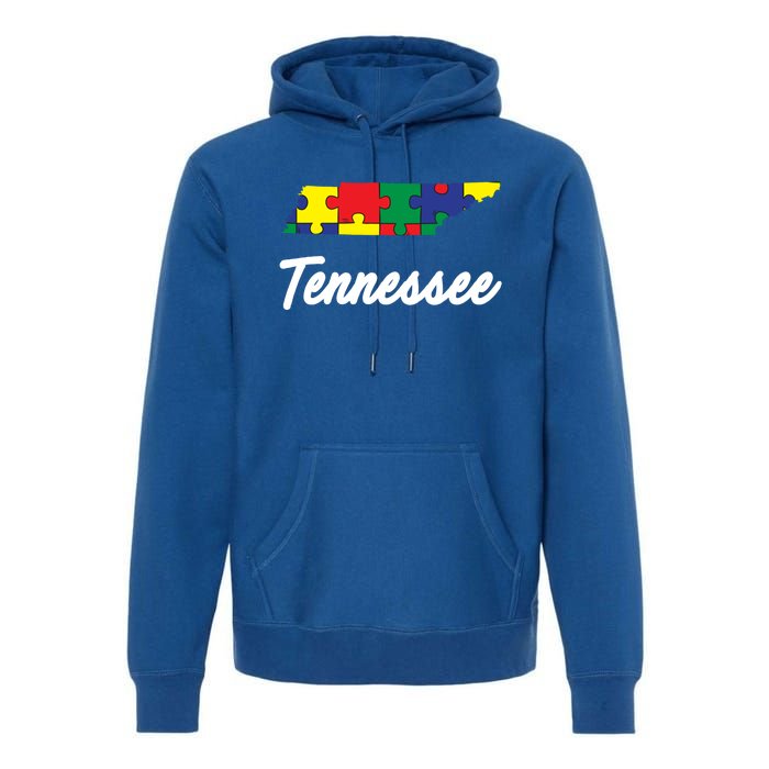 Autism Awareness Day Tennessee Puzzle Pieces Gift Cool Gift Premium Hoodie