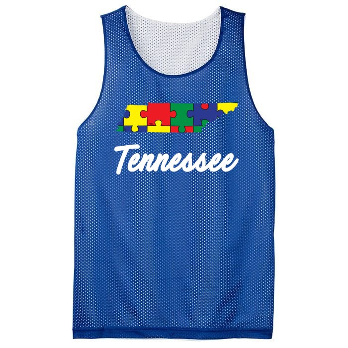 Autism Awareness Day Tennessee Puzzle Pieces Gift Cool Gift Mesh Reversible Basketball Jersey Tank