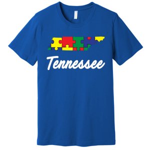 Autism Awareness Day Tennessee Puzzle Pieces Gift Cool Gift Premium T-Shirt