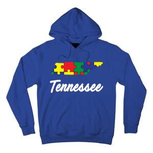 Autism Awareness Day Tennessee Puzzle Pieces Gift Cool Gift Tall Hoodie