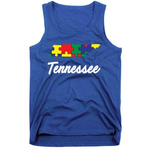 Autism Awareness Day Tennessee Puzzle Pieces Gift Cool Gift Tank Top