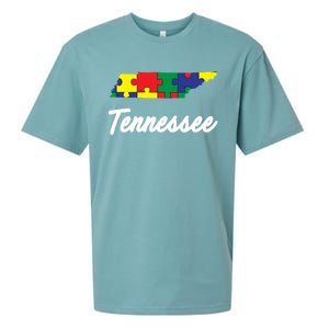 Autism Awareness Day Tennessee Puzzle Pieces Gift Cool Gift Sueded Cloud Jersey T-Shirt