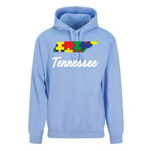 Autism Awareness Day Tennessee Puzzle Pieces Gift Cool Gift Unisex Surf Hoodie