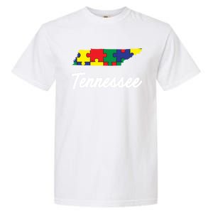 Autism Awareness Day Tennessee Puzzle Pieces Gift Cool Gift Garment-Dyed Heavyweight T-Shirt