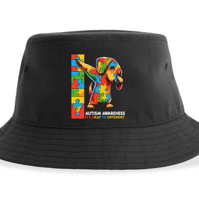 Autism Awareness Dabbing Dachshund Funny Gift Sustainable Bucket Hat