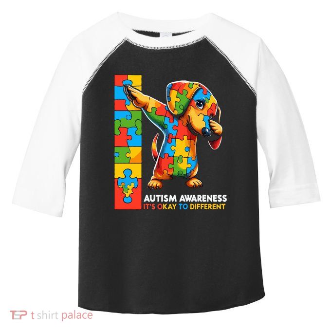 Autism Awareness Dabbing Dachshund Funny Gift Toddler Fine Jersey T-Shirt