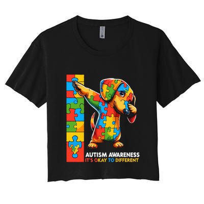 Autism Awareness Dabbing Dachshund Funny Gift Crop Top