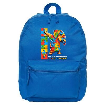 Autism Awareness Dabbing Dachshund Funny Gift 16 in Basic Backpack