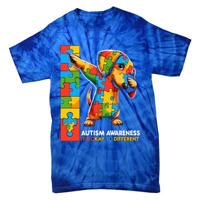 Autism Awareness Dabbing Dachshund Funny Gift Tie-Dye T-Shirt