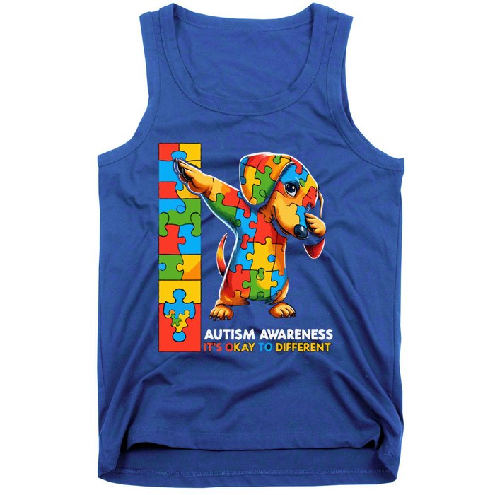 Autism Awareness Dabbing Dachshund Funny Gift Tank Top