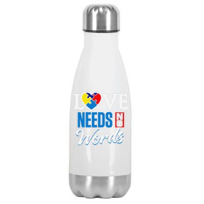 Autism Awareness Day Love Needs No Words Stainless Steel Insulated Water Bottle