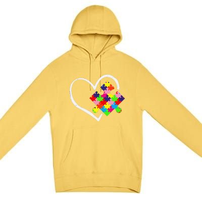 Autism Awareness Day Puzzle Love Autistic Mom And Dad Premium Pullover Hoodie