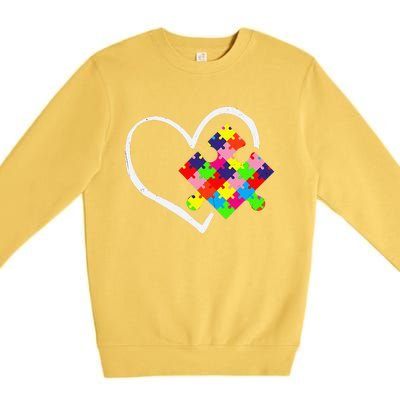 Autism Awareness Day Puzzle Love Autistic Mom And Dad Premium Crewneck Sweatshirt