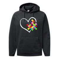 Autism Awareness Day Puzzle Love Autistic Mom And Dad Performance Fleece Hoodie