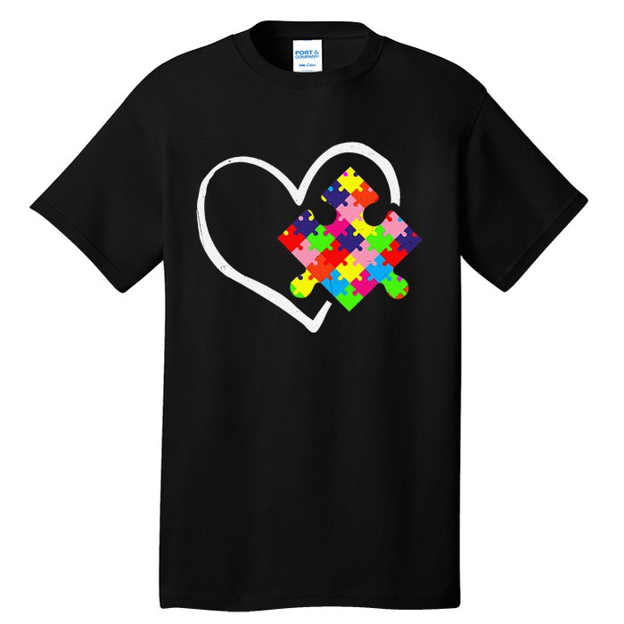 Autism Awareness Day Puzzle Love Autistic Mom And Dad Tall T-Shirt