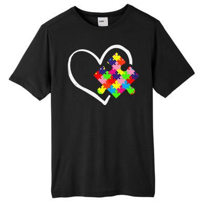 Autism Awareness Day Puzzle Love Autistic Mom And Dad Tall Fusion ChromaSoft Performance T-Shirt